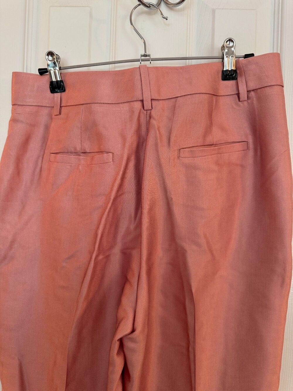 NWT Banana Republic Sz 4L Satin Tapered Pants Pleated Ankle Pink ECOVERO Dressy - Picture 6 of 9